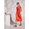 PEARL WRAP MIDI DRESS BURNT ORANGE LOOSE FIT SILKY DRESS