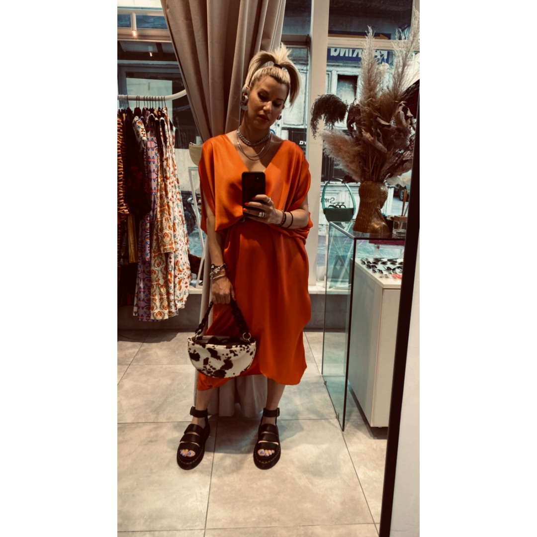 PEARL WRAP MIDI DRESS BURNT ORANGE 4