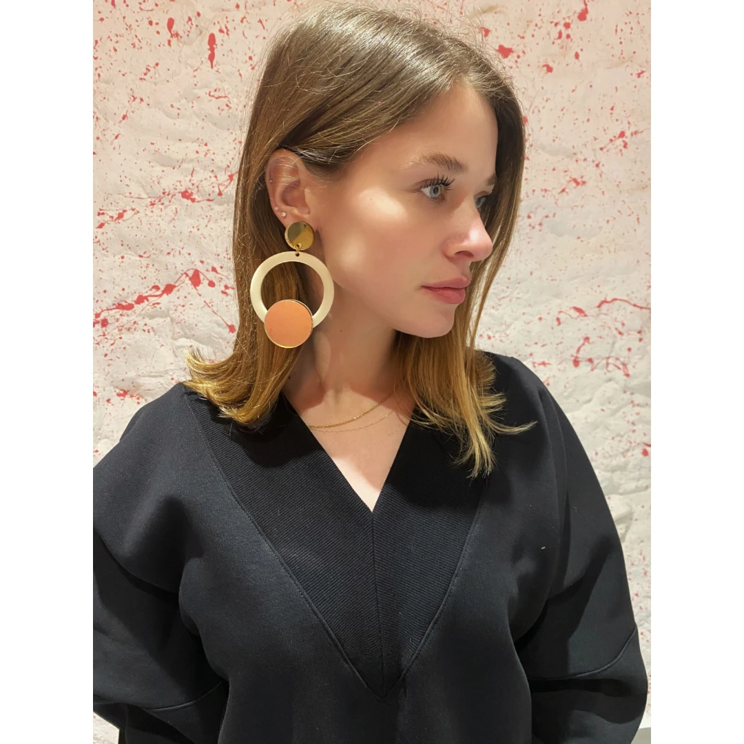 GEOMETRIC HOOPS CYRCLE BEIGE GOLD 1