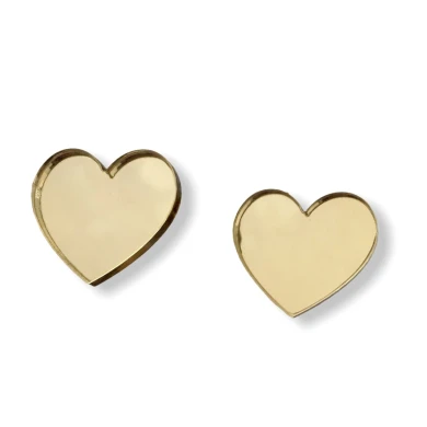 HEART GOLD mini plexi earrirgs acrylic mirrors steel pin