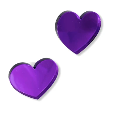 HEART PURPLE MIRROR mini plexi earrirgs acrylic mirrors steel pin