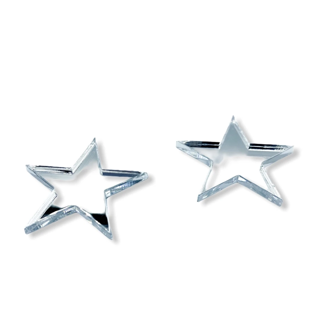 STAR SILVER mini plexi earrirgs acrylic mirrors steel pin