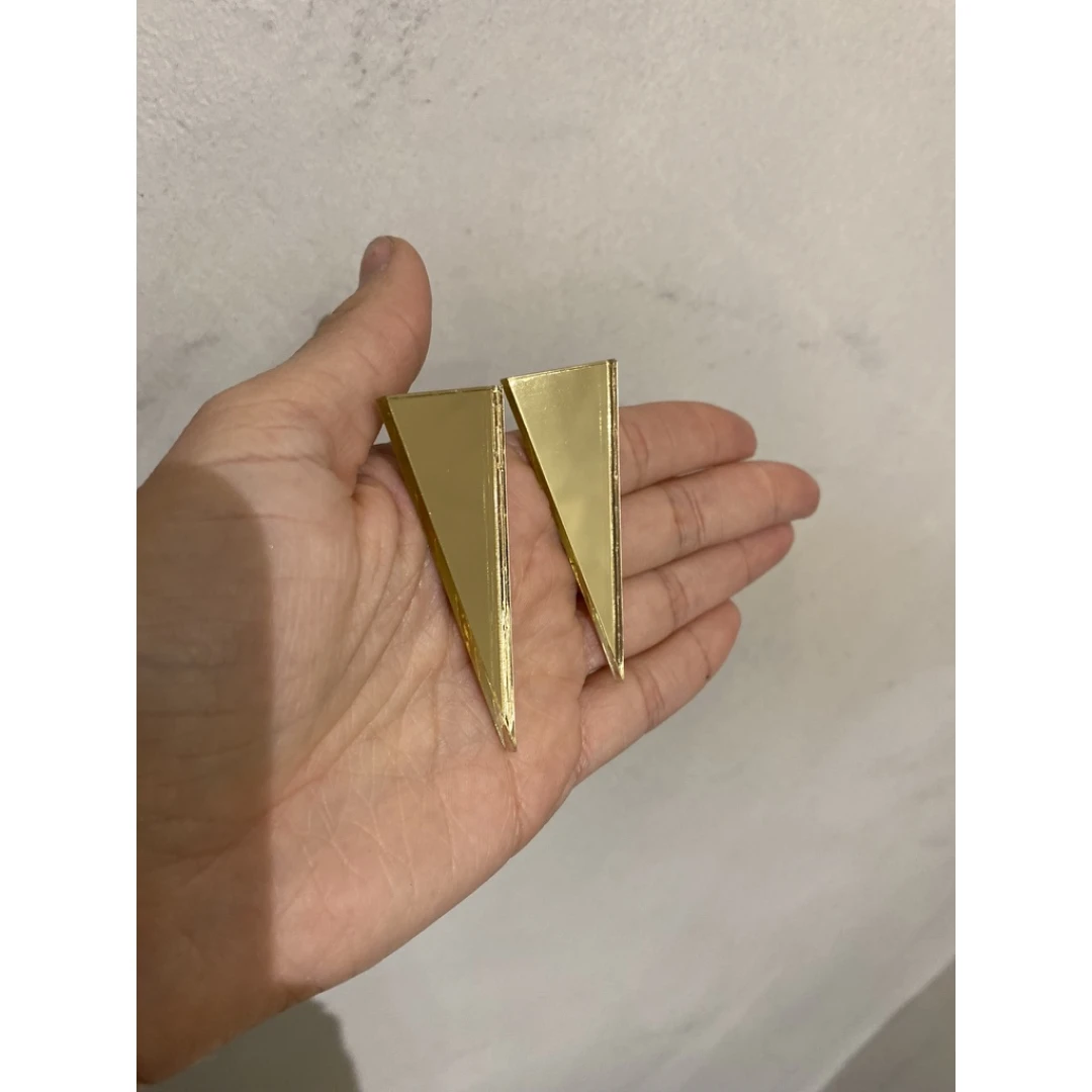 TRIANGLE GOLD plexi earrirgs acrylic mirrors steel pin