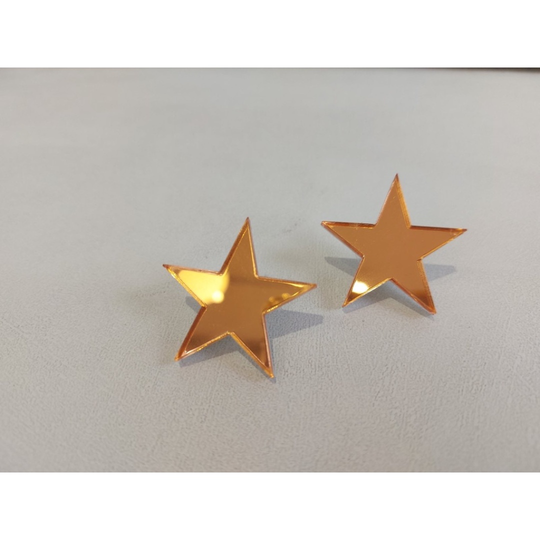 star ORANGE mini plexi earrirgs acrylic mirrors steel pin