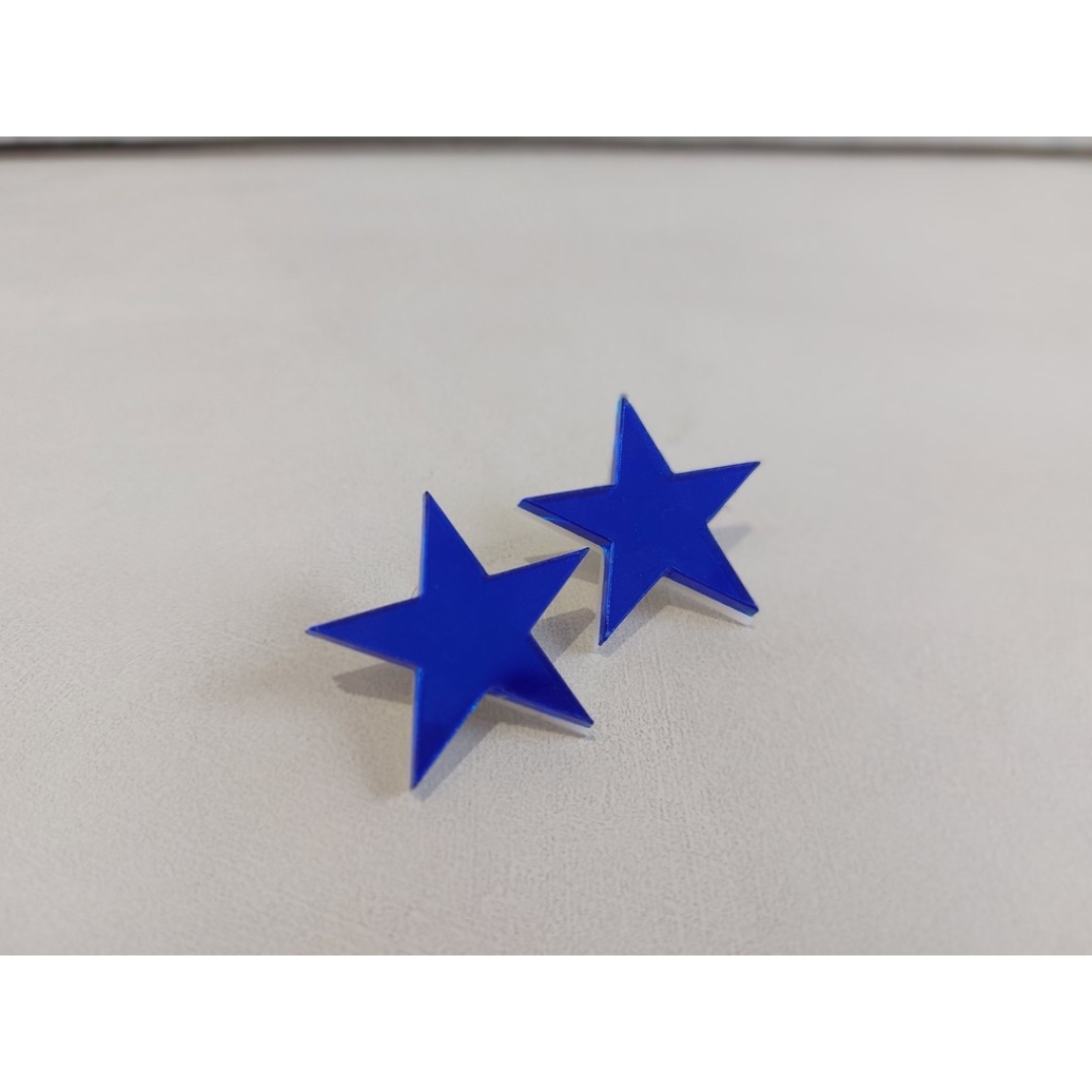 star blue mini plexi earrirgs acrylic mirrors steel pin