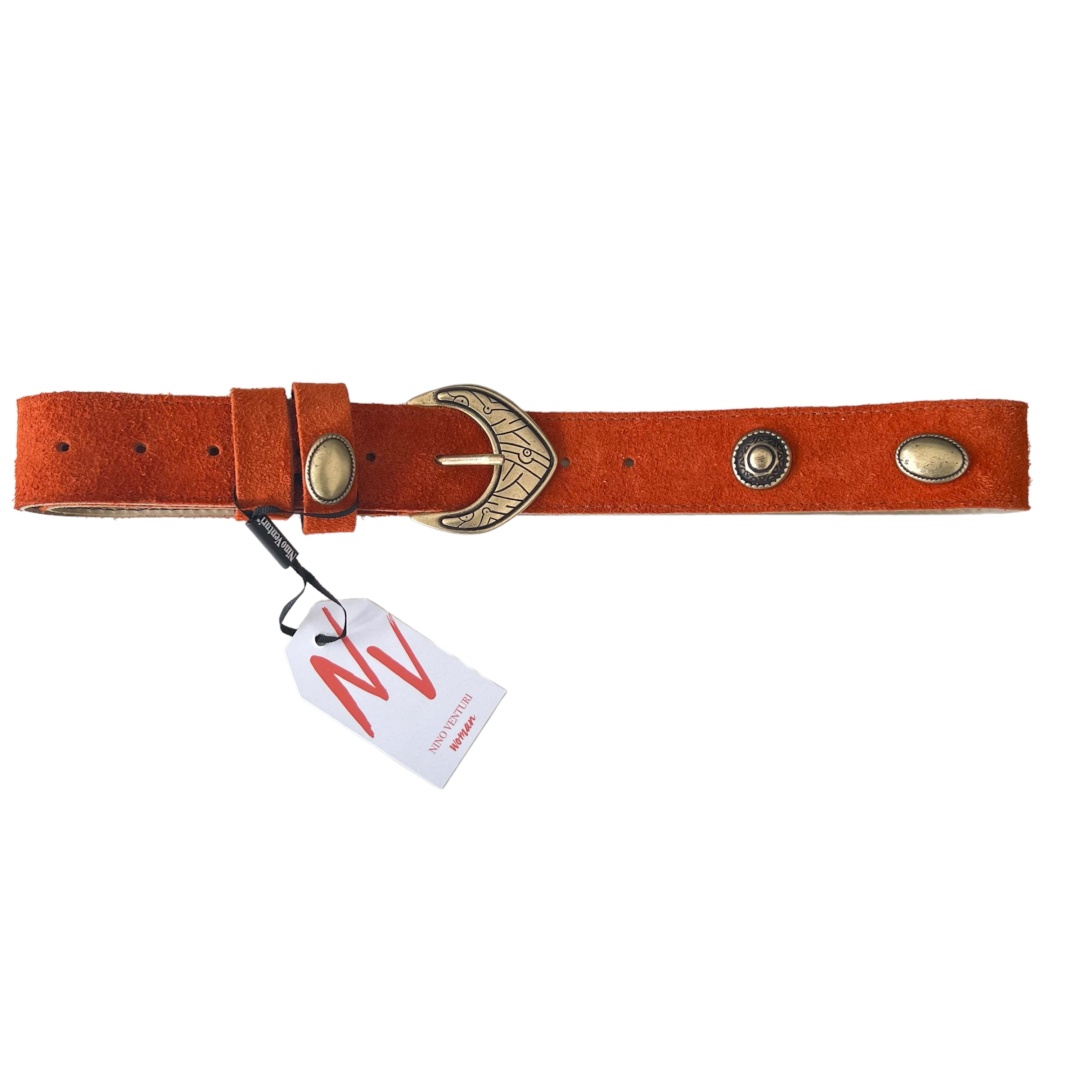 Orange castor leather belt 1