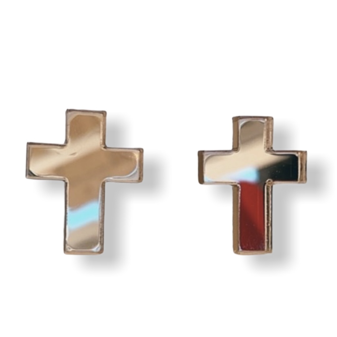 CROSS GOLD mini plexi earrirgs acrylic mirrors steel pin