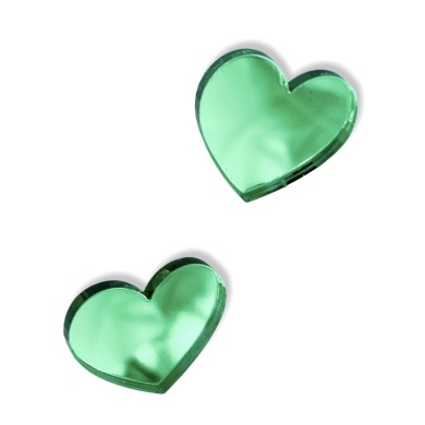 HEART GREEN MIRROR mini plexi earrirgs acrylic mirrors steel pin