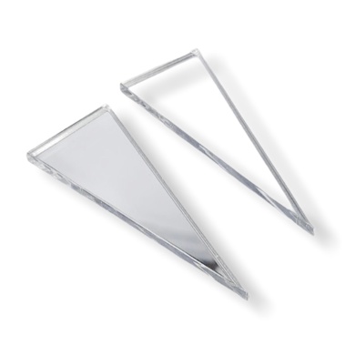 TRIANGLE SILVER mini plexi earrirgs acrylic mirrors steel pin