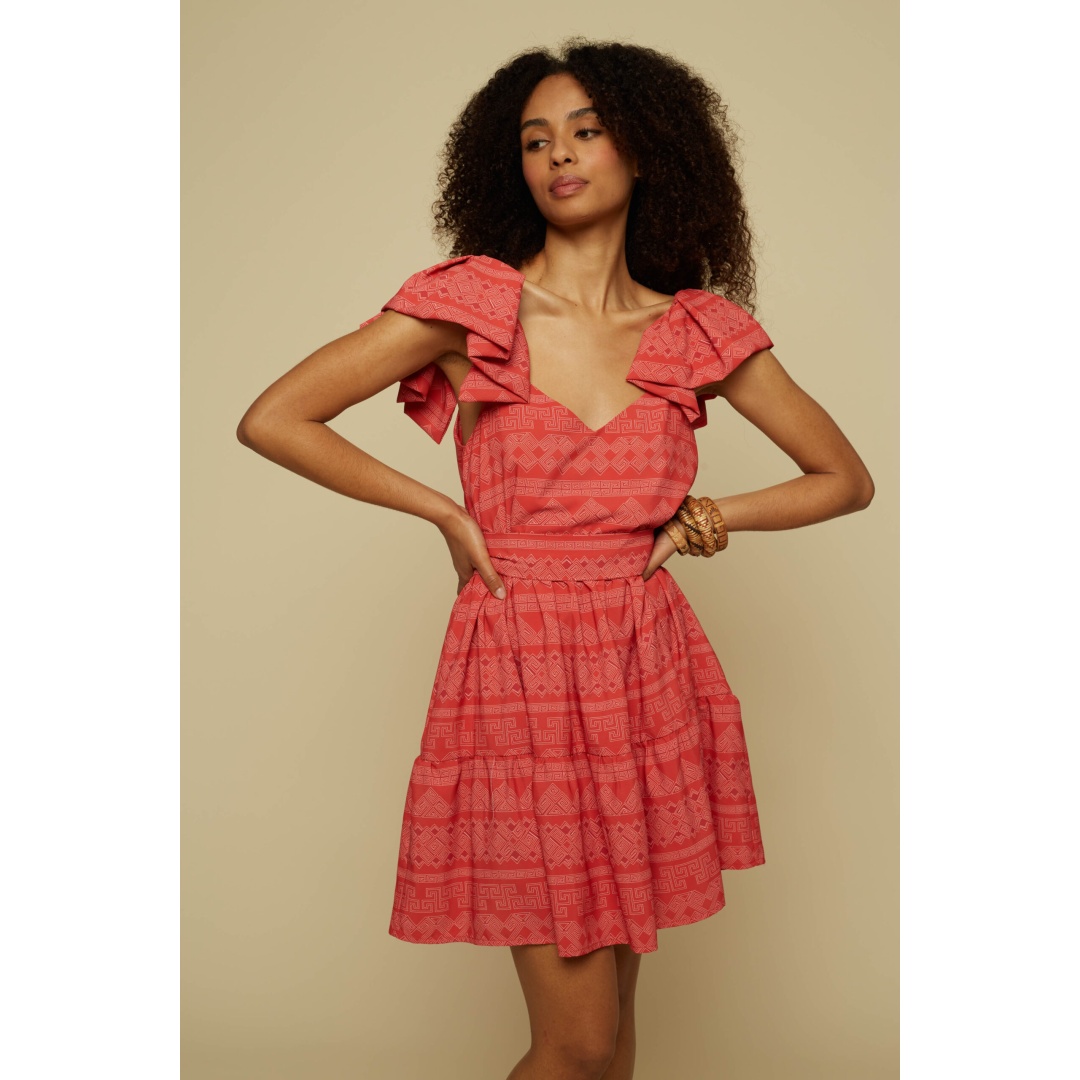 ALOGON MINI DRESS (RED JEWELLERY PRINT) Mini Length Dress in A line