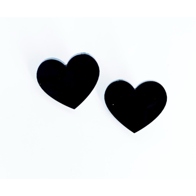 HEART BLACK mini plexi earrirgs steel pin