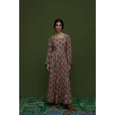 ARGALIOS MAXI DRESS (TYROS OLIVE PRINT) Ankle Length