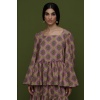 ARGALIOS TOP (TYROS OLIVE PRINT) Blouse with voluminous sleeves