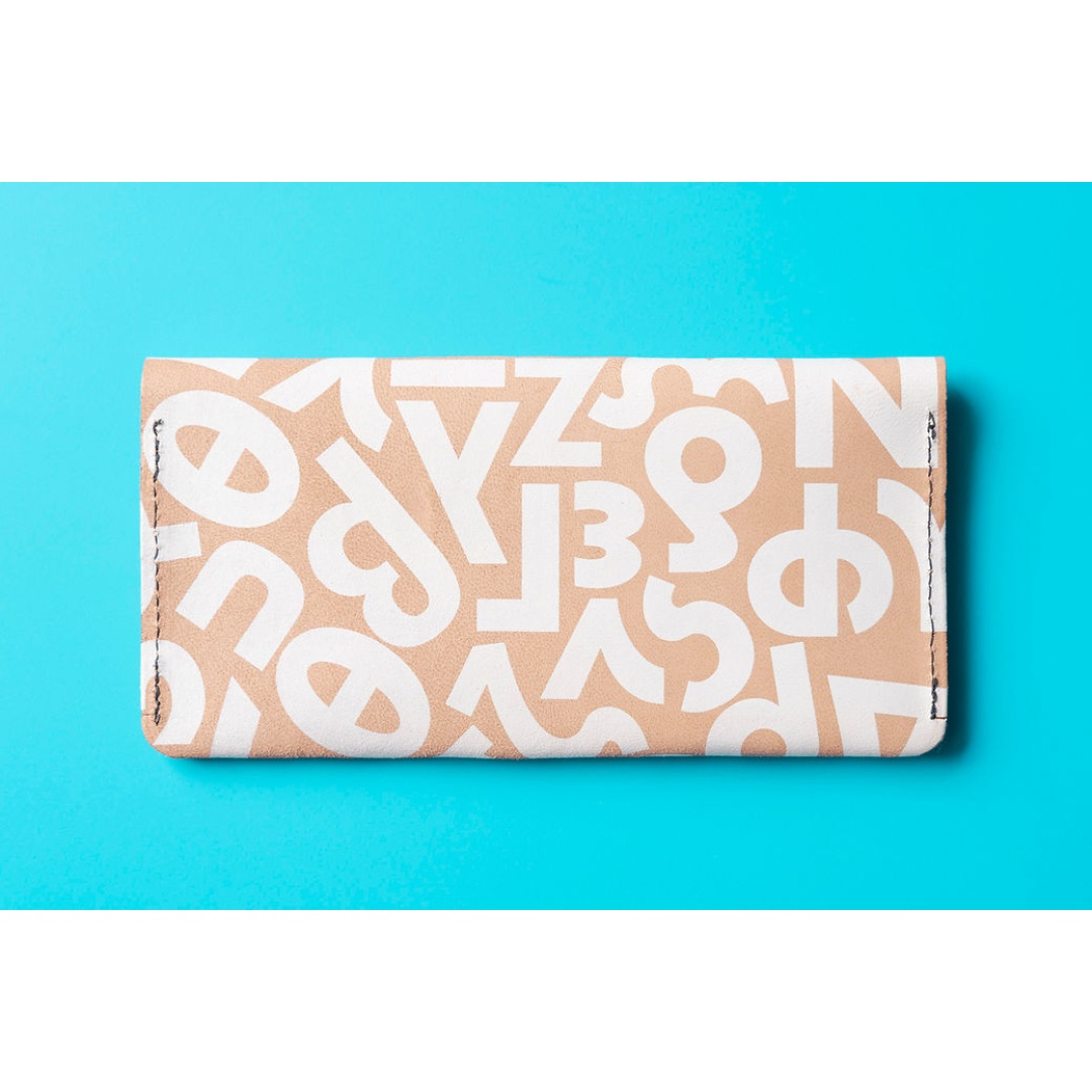 Alphabet Leather wallet handmade of Cretan goat leather. Silkscreen printed and sewed in our workshop.