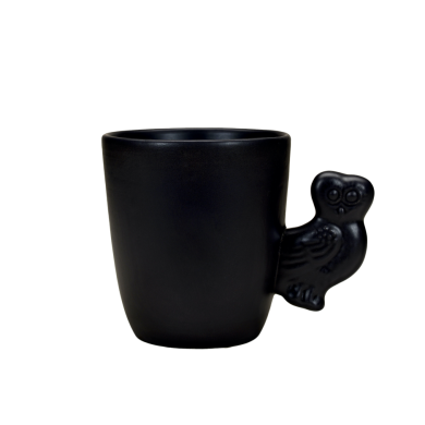 Black Owl Stoneware Handmade Ceramic MugMatte Size | Height: 10.50cm Diameter:  9.50cm Backstamp:Ploos Design logoMicrowave & dishwasher safe Inspired from the Silver tetradrachm coin