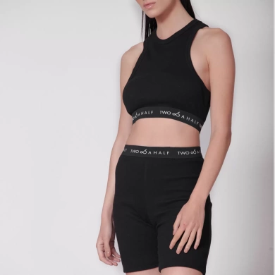 elasticated waist with TWO AND A HALF logo. High waisted