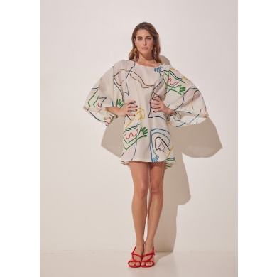 This flawy printed tunic dress is oversized made from cotton voile natural fabric with the painting of the season Self-love. It will make you feel comfortable and breezy and of course stand out. Made from pure cotton fabric in Greece