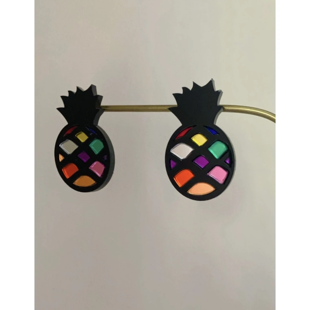 PINEAPPLE plexi earrirgs acrylic mirrors steel pin Βάρος