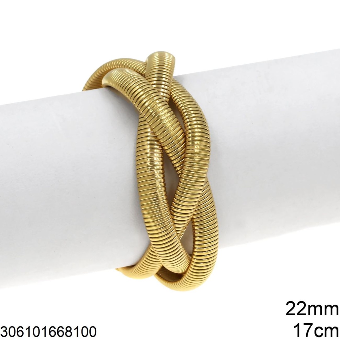 Stainless Steel 3 Line Snake Chain Bracelet Stainless Steel 3 Line Snake Chain Bracelet 22mm 17CM+5CM GOLD