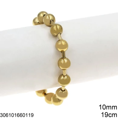 Stainless Steel Bracelet with Balls Stainless Steel Bracelet with Balls 10mm 19CM+3CM GOLD