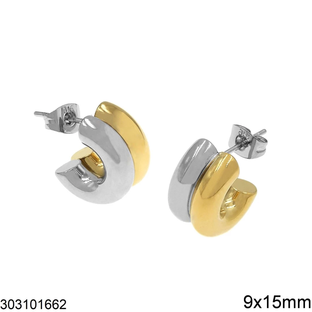 Stainless Steel Double Stud Earrings Stainless Steel Double Stud Earrings 9x15mm