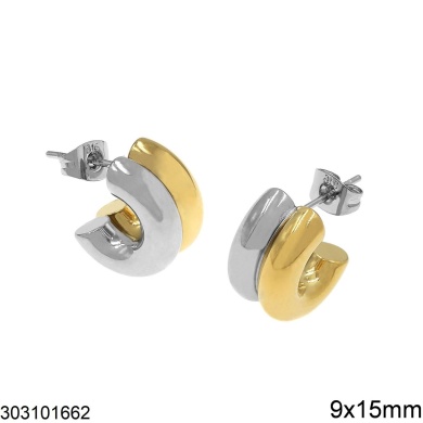 Stainless Steel Double Stud Earrings Stainless Steel Double Stud Earrings 9x15mm