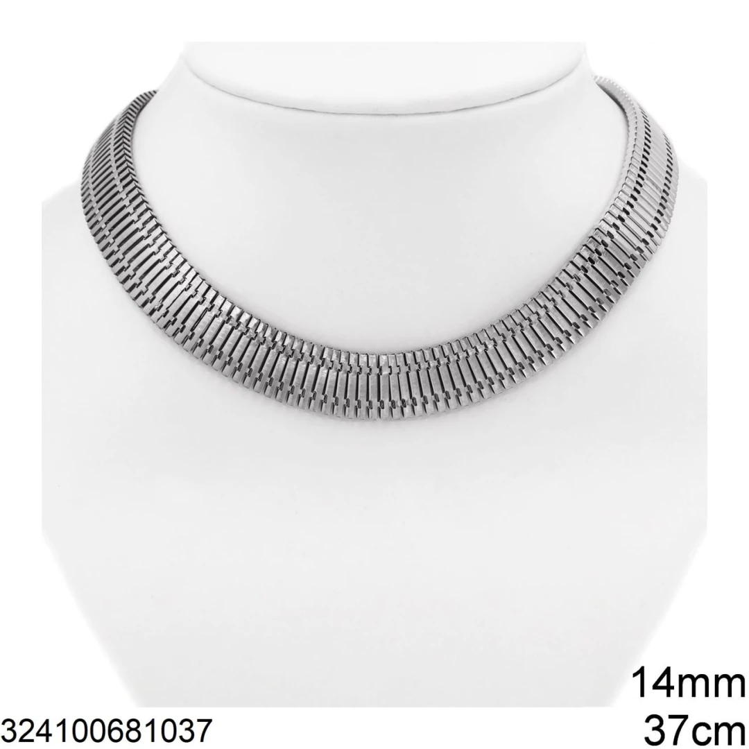 Stainless Steel Gooseneck Chain Necklace Stainless Steel Gooseneck Chain Necklace 14mm with Extender Chain 37cm+5cm