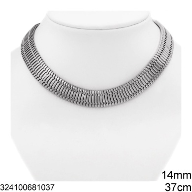 Stainless Steel Gooseneck Chain Necklace Stainless Steel Gooseneck Chain Necklace 14mm with Extender Chain 37cm+5cm