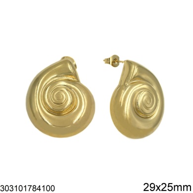 Stainless Steel Stud Earrings Spiral Stainless Steel Stud Earrings Spiral 29x25mm GOLD