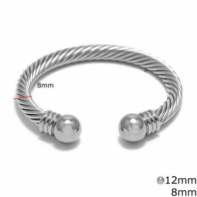 Stainless Steel Twisted Cuff Bracelet  Stainless Steel Twisted Cuff Bracelet 8mm with Balls 12mm