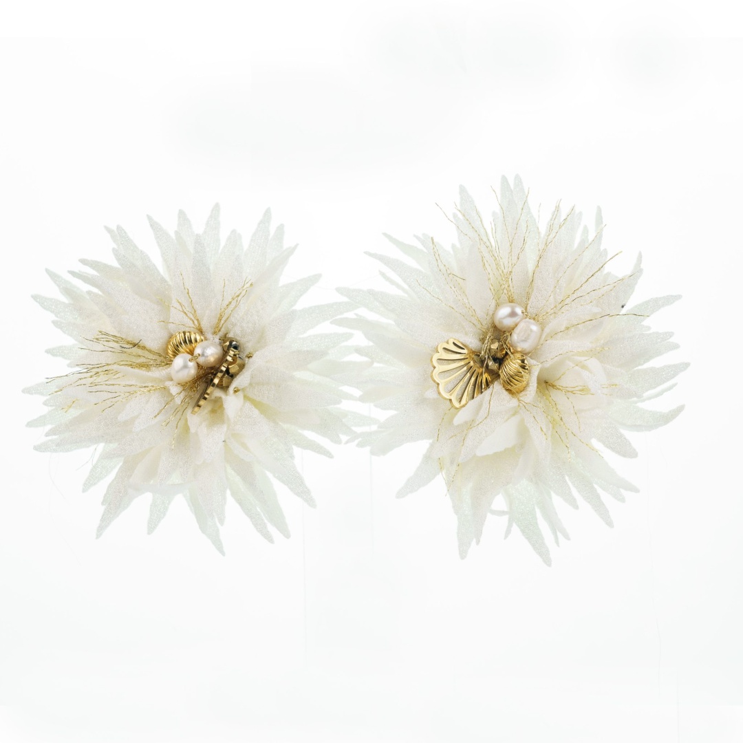 DALIA EARRINGS Handmade earrings inspired by the Greek traditional costumes and made of embroidered fabric.