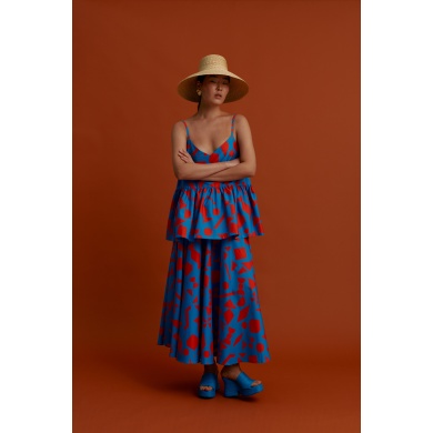 VIKI Maxi Skirt (Pyrgousika logo blue) The perfect Umbrella Skirt for a maximal look