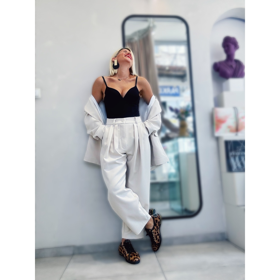 Dorina savva pants IVORY Ψηλομεσο